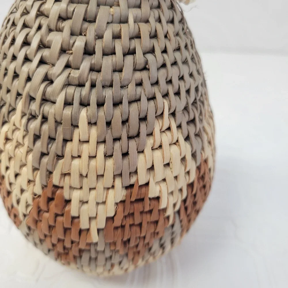 African Zulu Basket Ukhamba Triangle Design Handwoven South‎ African Art VTG 70s